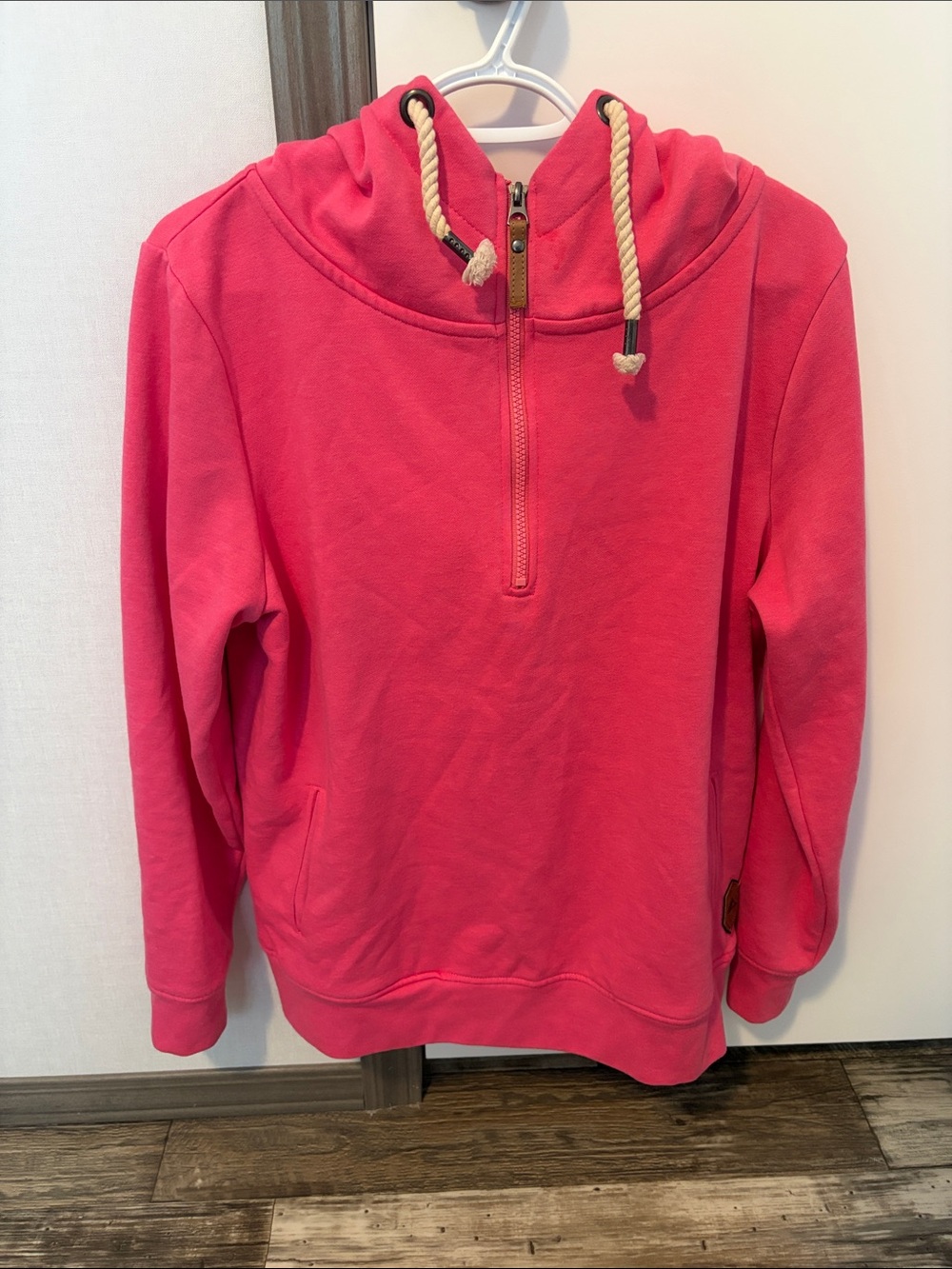 Women's Pink Half-Zip Hoodie Sweater